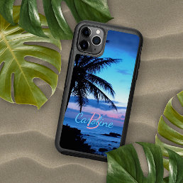 Custom Modern Tropical Island Beach Sunset Photo iPhone 13 Case