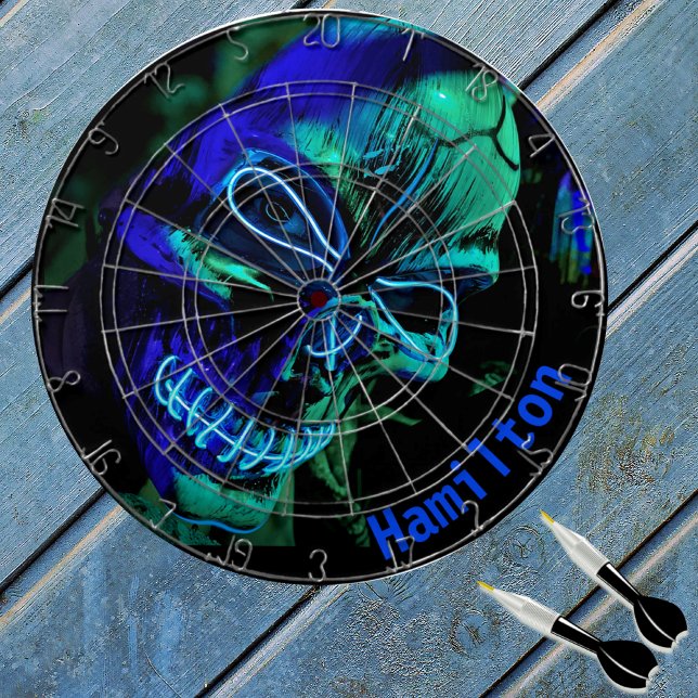 Custom Modern Turquoise Teal and Blue Skull Dart Board (Creator Uploaded)