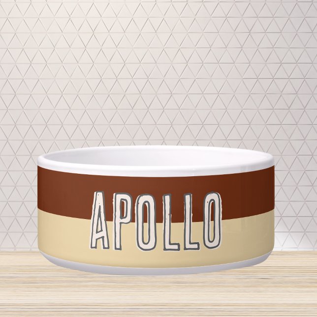 Custom Modern Two Tone Pet Name Bowl (Customize this fun, modern dog bowl with your pet's name! )
