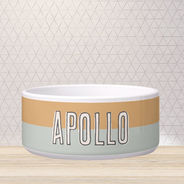 Custom Modern Two Tone Pet Name Bowl (Customize this fun, modern dog bowl with your pet's name! )
