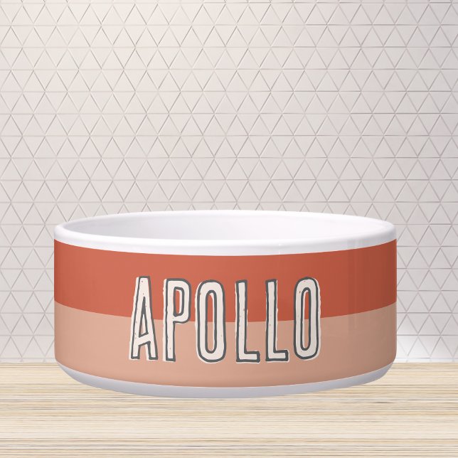 Custom Modern Two Tone Pet Name Bowl (Customize this fun, modern dog bowl with your pet's name! )