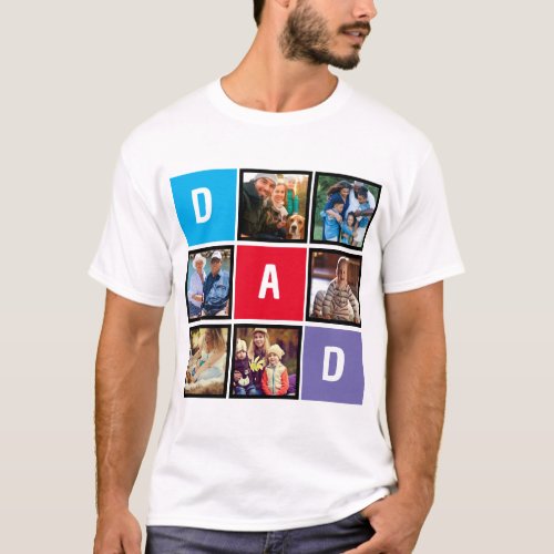 Custom Modern Typography Dad Photo Collage T_Shirt