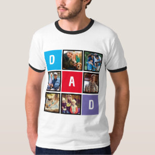 Custom Modern Typography Dad Photo Collage T-Shirt
