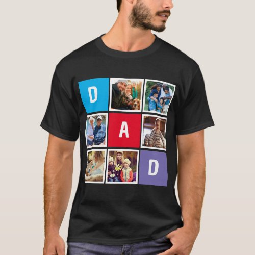 Custom Modern Typography Dad Photo Collage T_Shirt