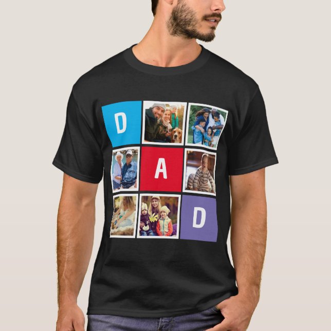 Custom Modern Typography Dad Photo Collage T-Shirt (Front)