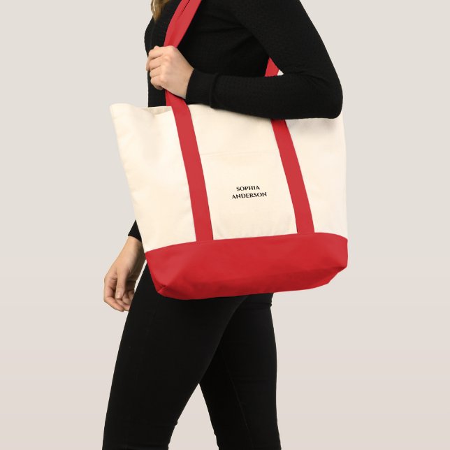 Custom  Modern Typography Minimalist Large Tote Bag (Front (Product))