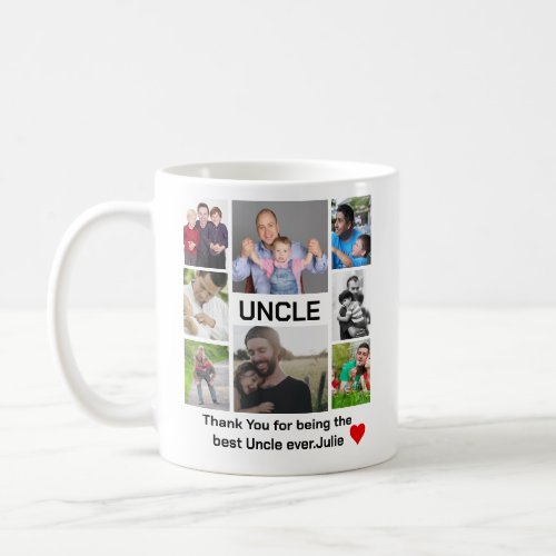 Custom modern Uncle 8 Photo Collage  Coffee Mug