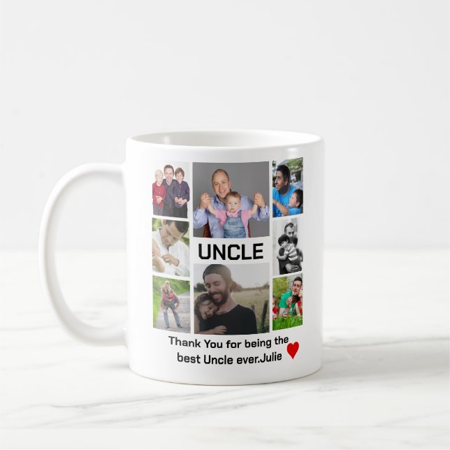 Custom modern Uncle 8 Photo Collage  Coffee Mug (Left)