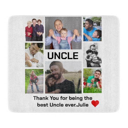 Custom modern Uncle 8 Photo Collage  Cutting Board