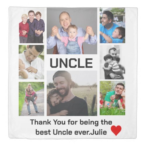 Custom modern Uncle 8 Photo Collage  Duvet Cover