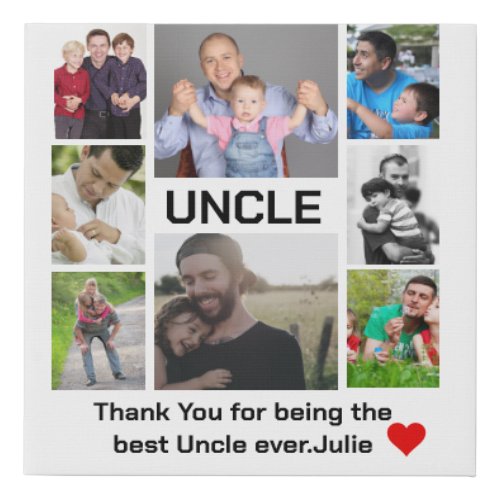 Custom modern Uncle 8 Photo Collage  Faux Canvas Print