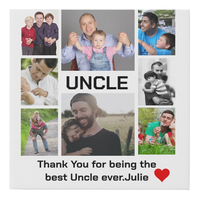Custom modern Uncle 8 Photo Collage  Faux Canvas Print (Front)