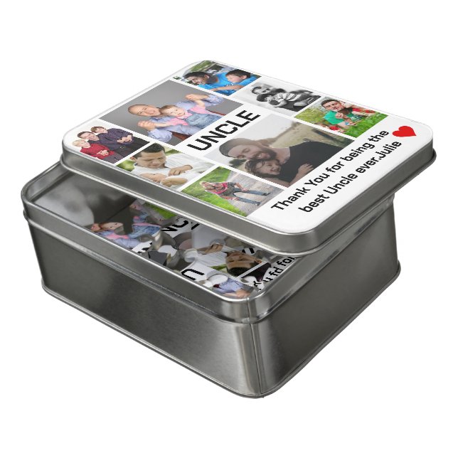 Custom modern Uncle 8 Photo Collage  Jigsaw Puzzle (Lid Open)