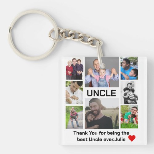 Custom modern Uncle 8 Photo Collage  Keychain