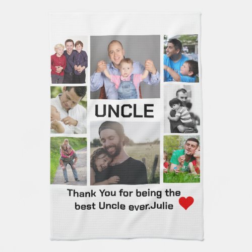 Custom modern Uncle 8 Photo Collage  Kitchen Towel