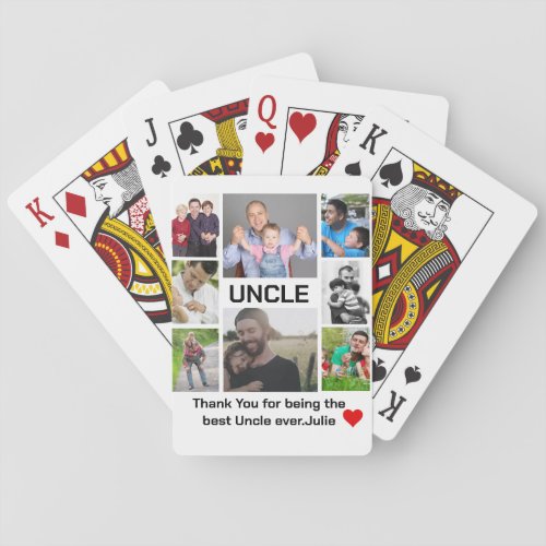 Custom modern Uncle 8 Photo Collage  Poker Cards