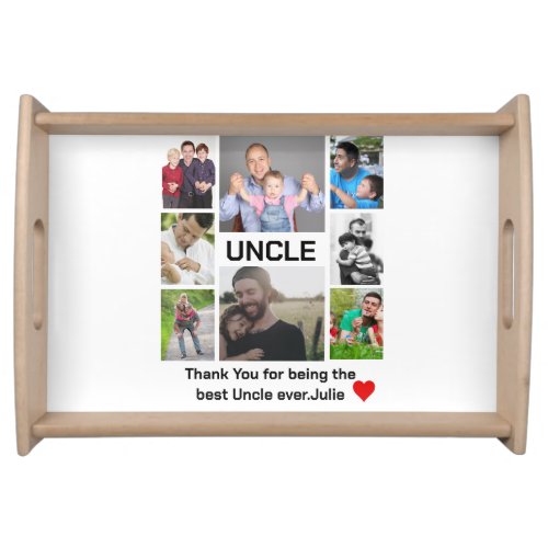 Custom modern Uncle 8 Photo Collage  Serving Tray
