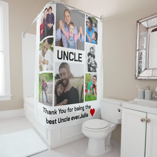 Custom modern Uncle 8 Photo Collage Shower Curtain