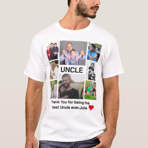 Custom modern Uncle 8 Photo Collage T_Shirt