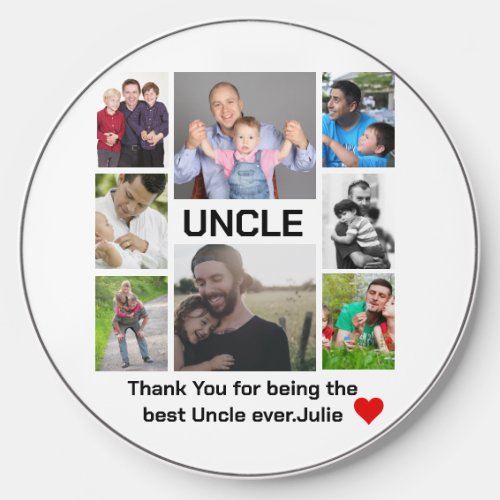 Custom modern Uncle 8 Photo Collage  Wireless Charger