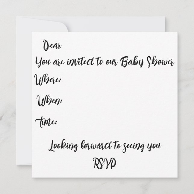 custom Modern Unisex Monogram Baby Shower  Invitation (Back)