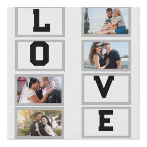 Custom Modern Valentines Day 4 Photo Collage  Faux Canvas Print