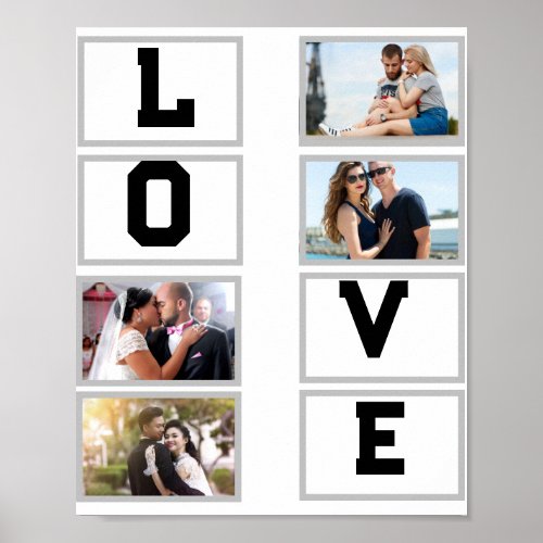 Custom Modern Valentines Day 4 Photo Collage  Poster