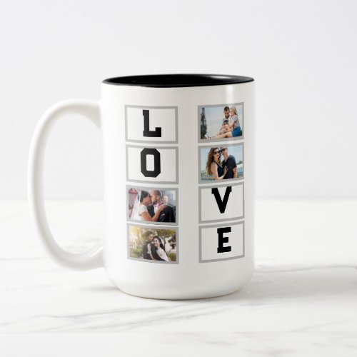 Custom Modern Valentines Day 4 Photo Collage  Two_Tone Coffee Mug