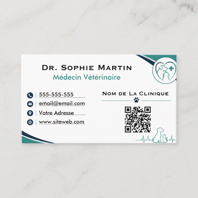 Custom Modern Veterinary Business Card (Front)
