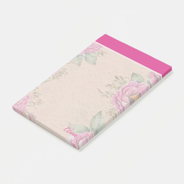 Custom Modern Vibrant pink botanical background Post-it Notes (Angled)