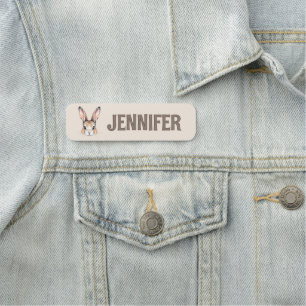 Custom Modern Watercolor Cute Bunny Face Neutral Name Tag