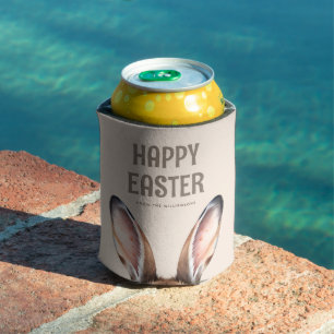 Custom Modern Watercolor Cute Easter Bunny Ears Can Cooler