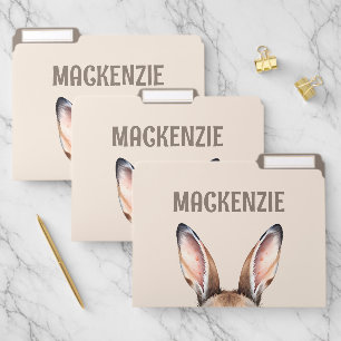 Custom Modern Watercolor Cute Easter Bunny Ears File Folder