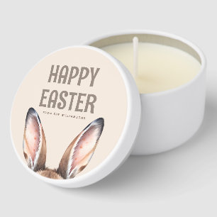 Custom Modern Watercolor Cute Easter Bunny Ears Mini Candle Favors