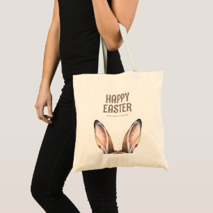 Custom Modern Watercolor Cute Easter Bunny Ears Tote Bag