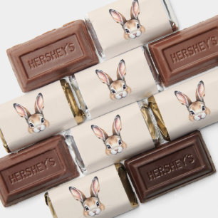 Custom Modern Watercolor Cute Easter Bunny Neutral Hershey's Miniatures