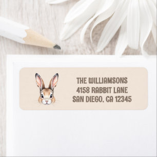 Custom Modern Watercolor Cute Easter Bunny Neutral Label