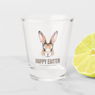 Custom Modern Watercolor Cute Easter Bunny Neutral Shot Glass