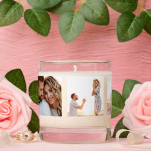 Custom Modern Wedding Engagement Photo Collage Scented Candle