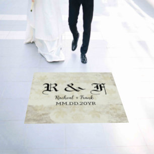 Custom modern wedding monogram floor decals