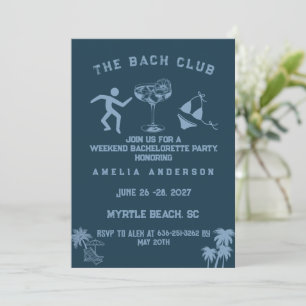 Custom Modern Weekend Bachelorette Beach Party Invitation