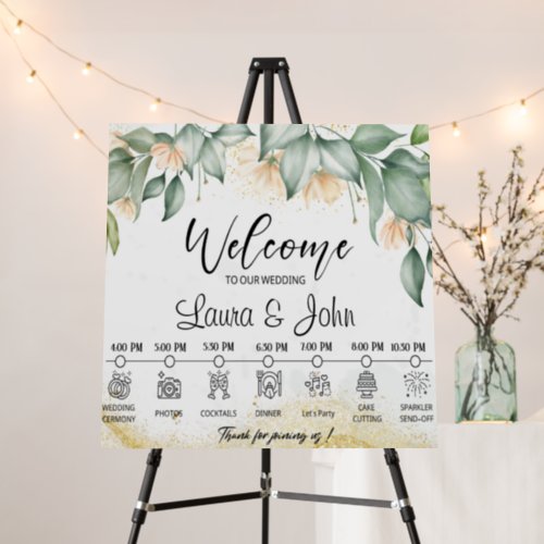 Custom Modern Welcome to Our Wedding Timeline Foam Board