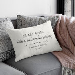 Custom Modern Where It All Began Valentine's Day Accent Pillow<br><div class="desc">Celebrate your love with this chic and romantic throw pillow featuring the location and date you met in a charcoal vintage typewriter lettering and script design alongside sweet hand-drawn arrows. Choose your own color and personalize this custom design with your own names and text. This would make the perfect gift...</div>