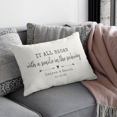 Custom Modern Where It All Began Valentines Day Accent Pillow