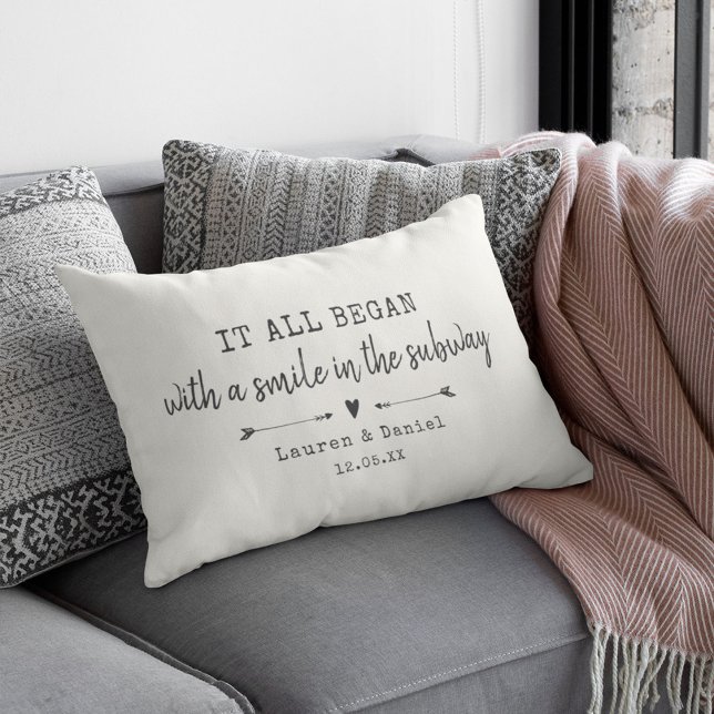 Custom Modern Where It All Began Valentine's Day Accent Pillow (Creator Uploaded)