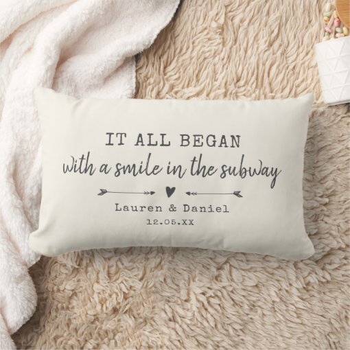 Custom Modern Where It All Began Valentine's Day Lumbar Pillow Zazzle