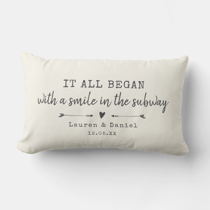 Custom Modern Where It All Began Valentine's Day Lumbar Pillow Zazzle