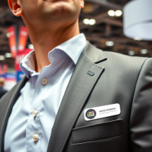 Custom Modern White and Black Name Badge Template