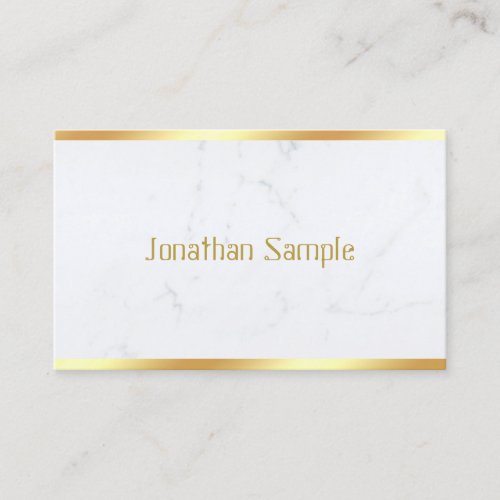 Custom Modern White Marble Gold Text Template Business Card