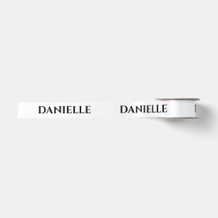 Custom Modern White Name Satin Ribbon Chic 